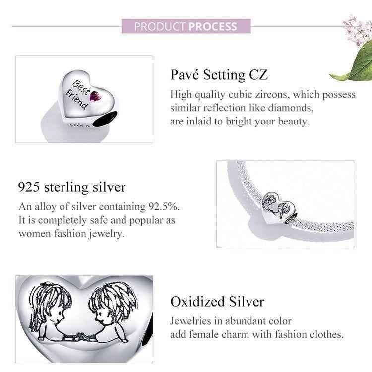 Innocence Childhood Heart 925 Sterling Silver Pendant Charm Jewelry BOS21 Without Chain - Touchy Style