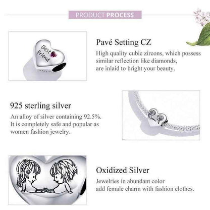 Innocence Childhood Heart 925 Sterling Silver Pendant Charm Jewelry BOS21 Without Chain - Touchy Style .