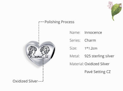 Innocence Childhood Heart 925 Sterling Silver Pendant Charm Jewelry BOS21 Without Chain - Touchy Style .