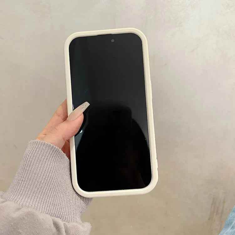 Invisible Bracket Cartoon Smile Leather Cute Phone Case for iPhone 11-15 Pro Max Plus - Touchy Style