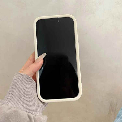 Invisible Bracket Cartoon Smile Leather Cute Phone Case for iPhone 11-15 Pro Max Plus - Touchy Style