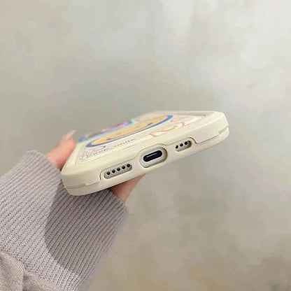 Invisible Bracket Cartoon Smile Leather Cute Phone Case for iPhone 11-15 Pro Max Plus - Touchy Style
