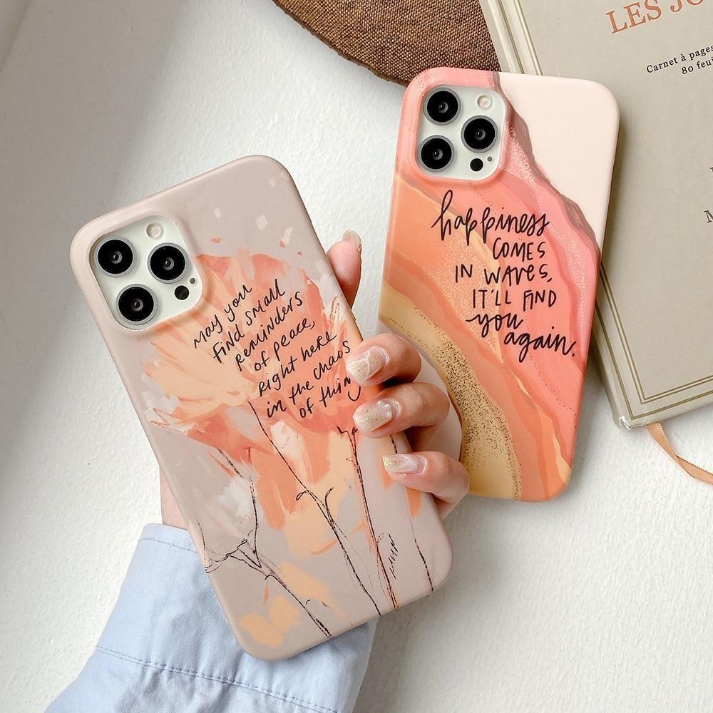 iPhone Cute Phone Cases For iPhone 12 13 Pro Max 11 Pro Max XS Max XR X 8 7 Plus Abstract Art Watercolor - Touchy Style .