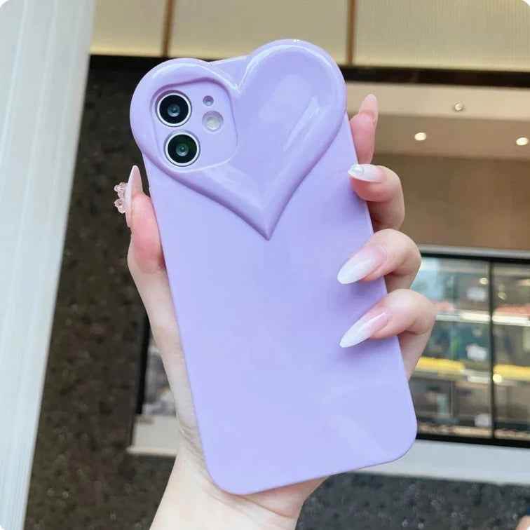 iPhone Cute Phone Cases Korean Heart Girly Clear Case For iPhone 15 14 12 11 13 Pro Max X XR XS Max 7 8 Plus SE 2020 Mini - Touchy Style
