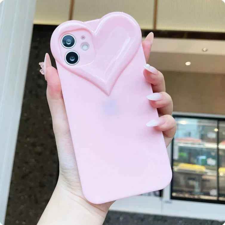 iPhone Cute Phone Cases Korean Heart Girly Clear Case For iPhone 15 14 12 11 13 Pro Max X XR XS Max 7 8 Plus SE 2020 Mini - Touchy Style