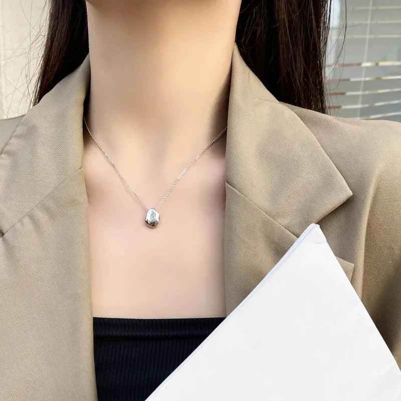 Irregular Matte Geometric Pendant NecklaceCharm Jewelry NCJOI02 - Touchy Style .