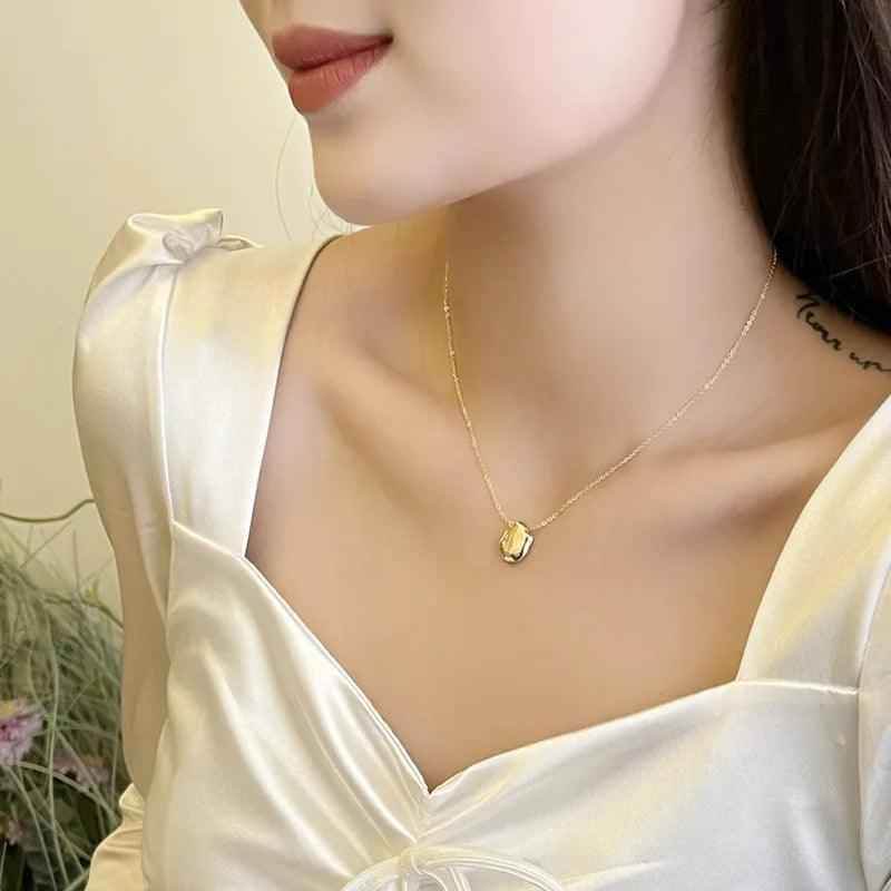 Irregular Matte Geometric Pendant NecklaceCharm Jewelry NCJOI02 - Touchy Style .