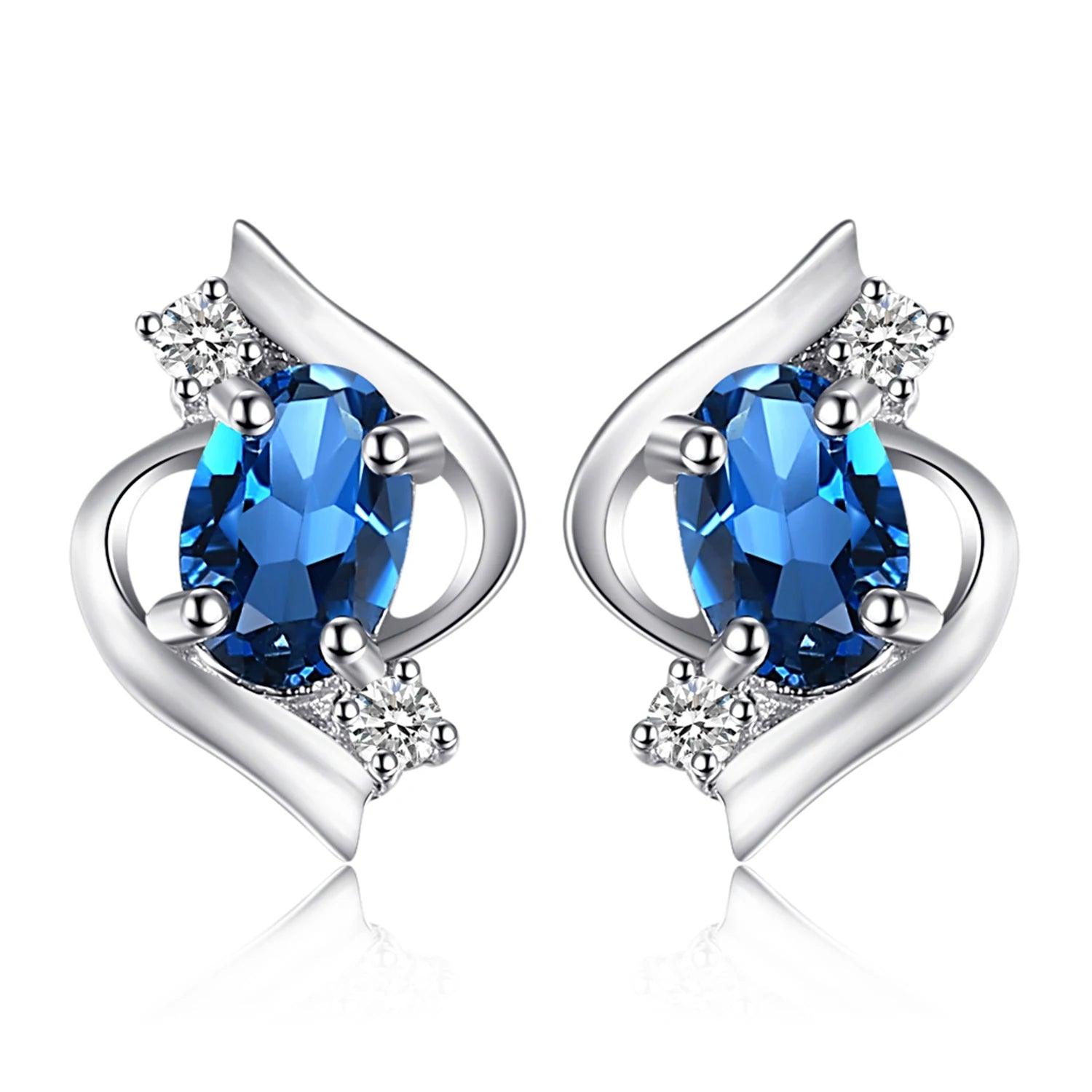 JAECJ514 Stud Earring Charm Jewelry - London Blue Topaz, 925 Sterling Silver - Touchy Style