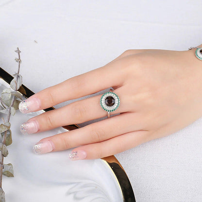 JARCJ445 Finger Rings Charm Jewelry - 925 Sterling Silver Avocado Smoky Quartz - Touchy Style