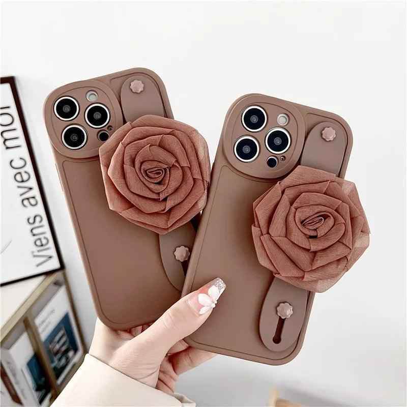 JBCPC1021 Cute Phone Case for Galaxy S23 Ultra, A54, A14, A24, A34, 53, 52, M54, M14, M34, S22, S21 FE, or S20 Plus - 3D Rose Hand Band - Touchy Style