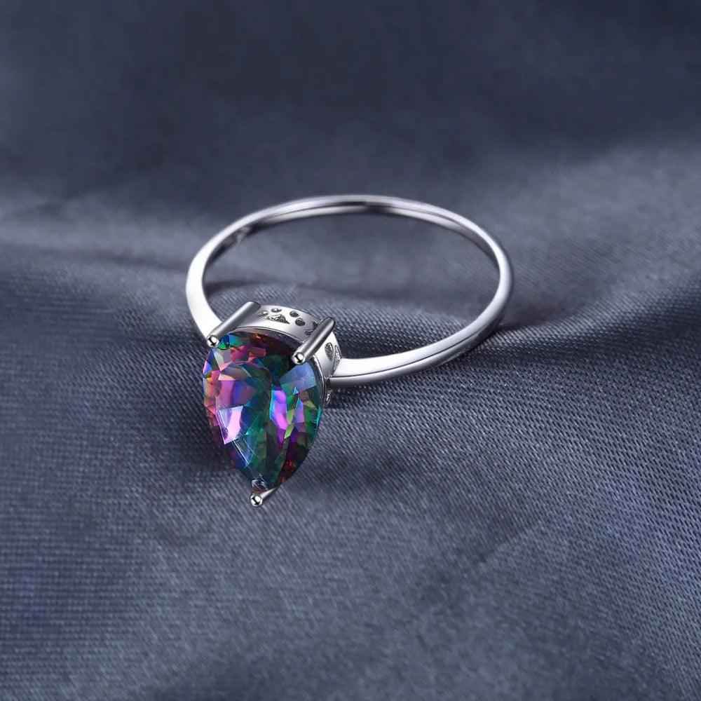 JPACJ917 Finger Ring Charm Jewelry - Rainbow Mystic Quartz 925 Sterling Silver - Touchy Style