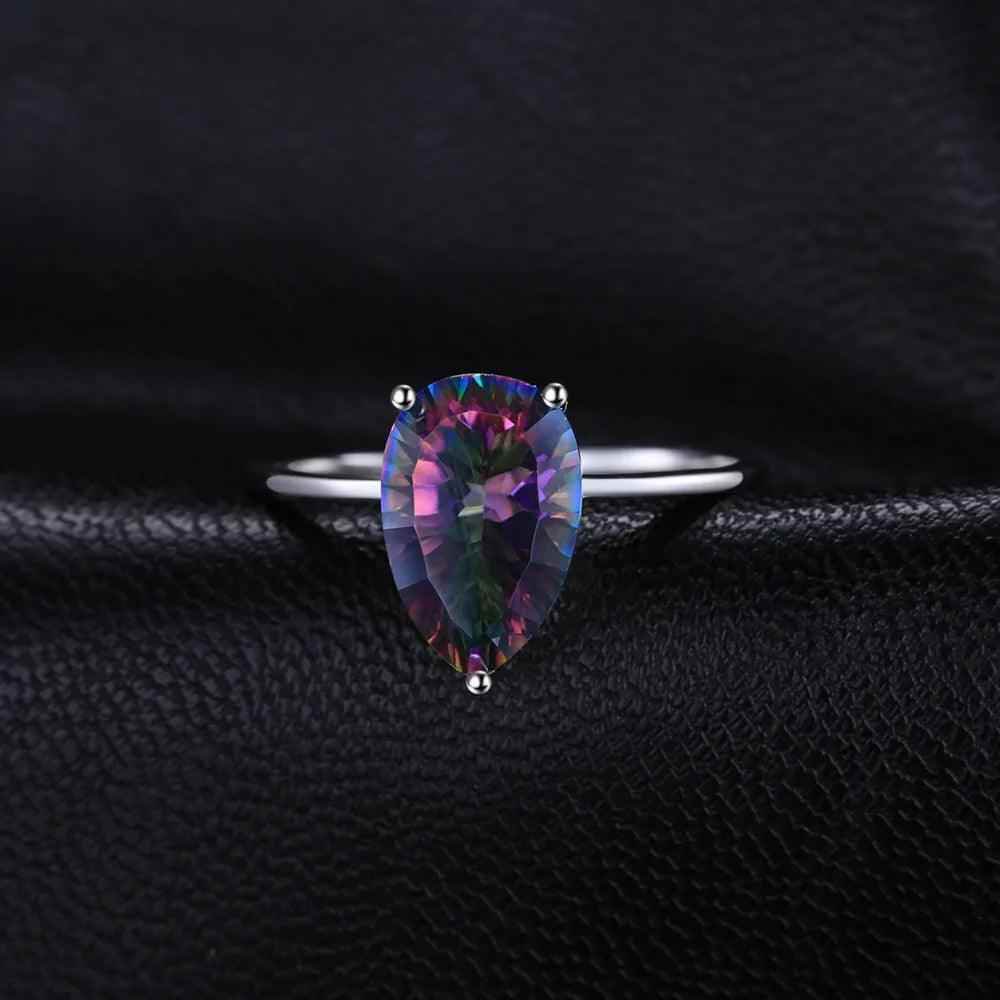 JPACJ917 Finger Ring Charm Jewelry - Rainbow Mystic Quartz 925 Sterling Silver - Touchy Style