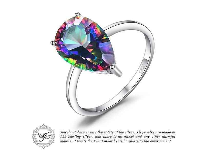 JPACJ917 Finger Ring Charm Jewelry - Rainbow Mystic Quartz 925 Sterling Silver - Touchy Style