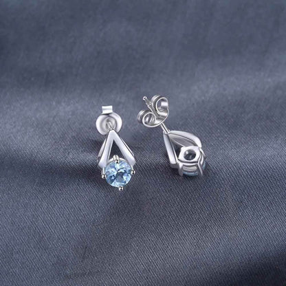 JPAECJ525 Stud Earring Charm Jewelry - Blue Sky Topaz 925 Sterling Silver - Touchy Style