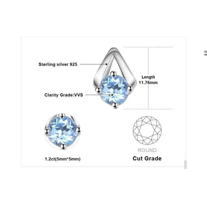JPAECJ525 Stud Earring Charm Jewelry - Blue Sky Topaz 925 Sterling Silver - Touchy Style