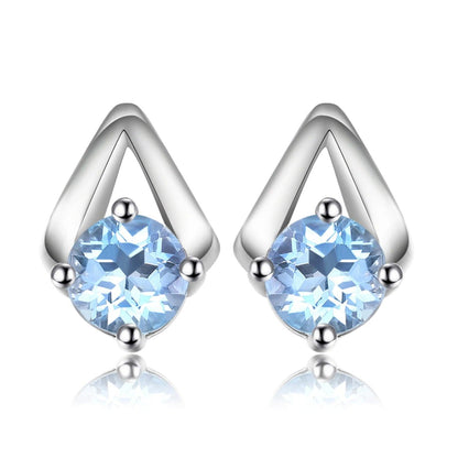 JPAECJ525 Stud Earring Charm Jewelry - Blue Sky Topaz 925 Sterling Silver - Touchy Style