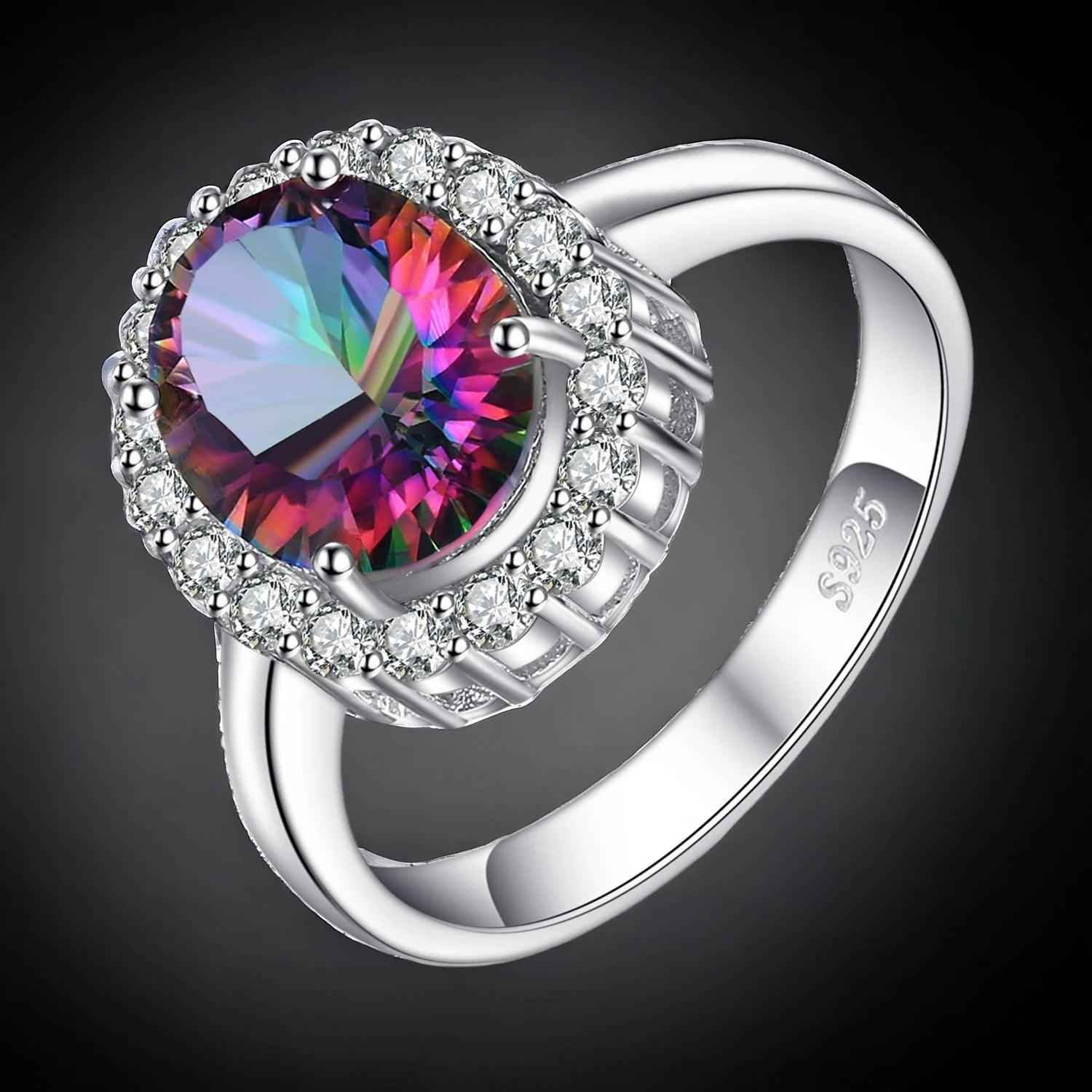 JPARCJ531 Finger Ring Charm Jewelry - Mystic Rainbow Quartz 925 Sterling Silver - Touchy Style