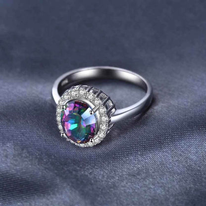 JPARCJ531 Finger Ring Charm Jewelry - Mystic Rainbow Quartz 925 Sterling Silver - Touchy Style