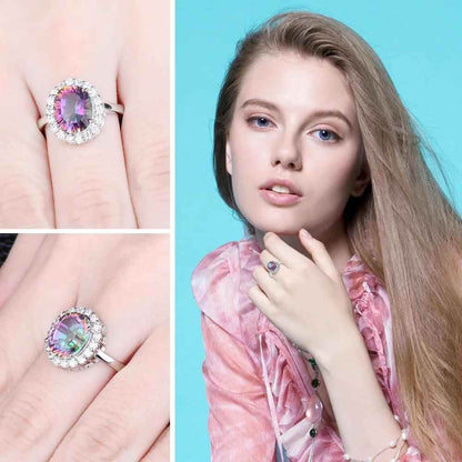 JPARCJ531 Finger Ring Charm Jewelry - Mystic Rainbow Quartz 925 Sterling Silver - Touchy Style