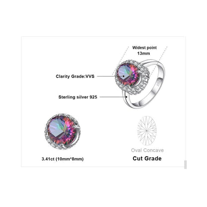 JPARCJ531 Finger Ring Charm Jewelry - Mystic Rainbow Quartz 925 Sterling Silver - Touchy Style