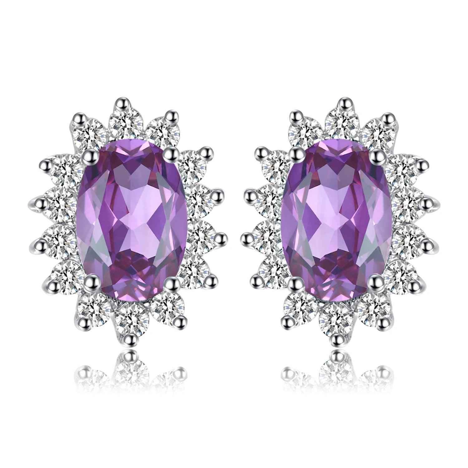 JPECJ258 Stud Earrings Charm Jewelry - Created Sapphire Ruby 925 Sterling Silver - Touchy Style