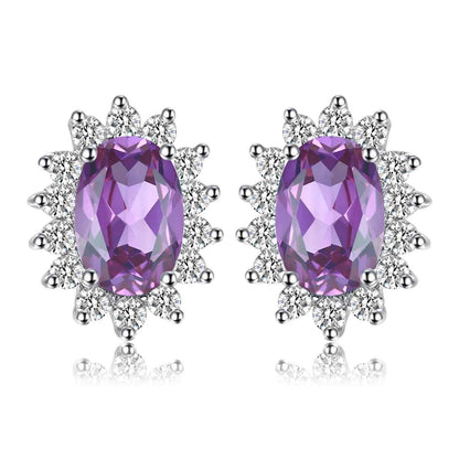 JPECJ258 Stud Earrings Charm Jewelry - Created Sapphire Ruby 925 Sterling Silver - Touchy Style