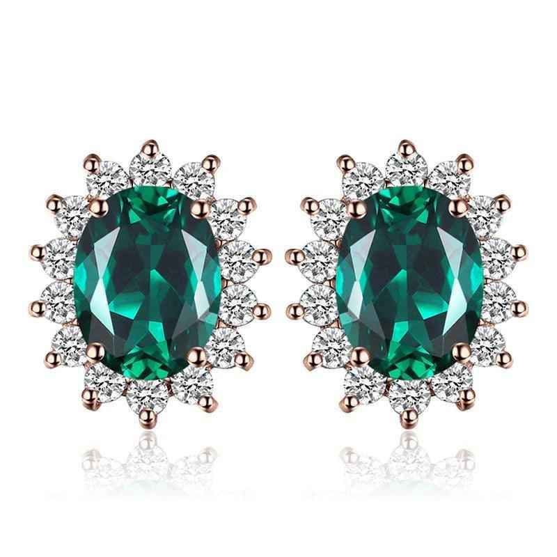 JPECJ258 Stud Earrings Charm Jewelry - Created Sapphire Ruby 925 Sterling Silver - Touchy Style