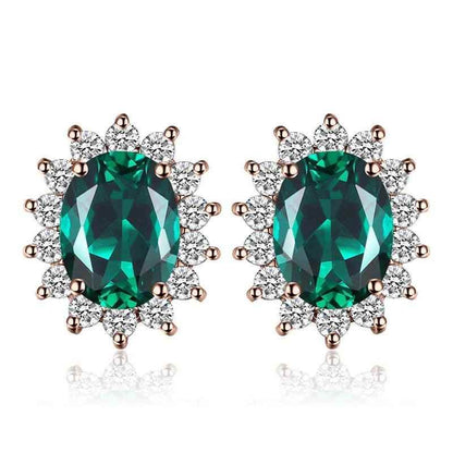 JPECJ258 Stud Earrings Charm Jewelry - Created Sapphire Ruby 925 Sterling Silver - Touchy Style