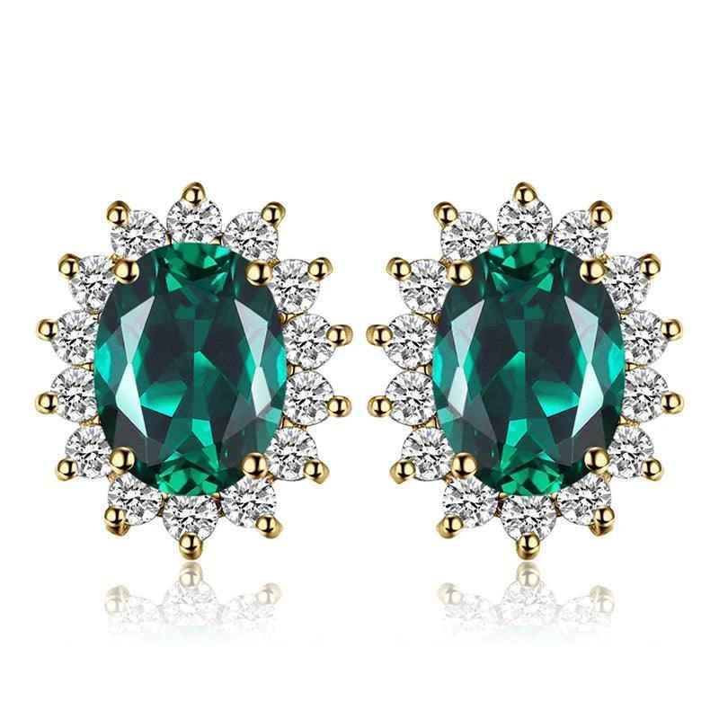 JPECJ258 Stud Earrings Charm Jewelry - Created Sapphire Ruby 925 Sterling Silver - Touchy Style
