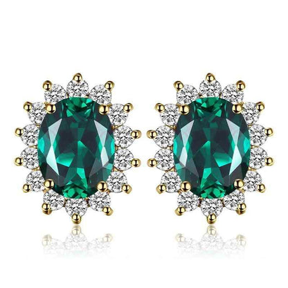 JPECJ258 Stud Earrings Charm Jewelry - Created Sapphire Ruby 925 Sterling Silver - Touchy Style