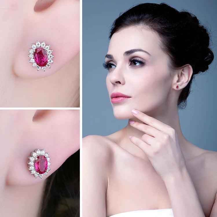 JPECJ258 Stud Earrings Charm Jewelry - Created Sapphire Ruby 925 Sterling Silver - Touchy Style