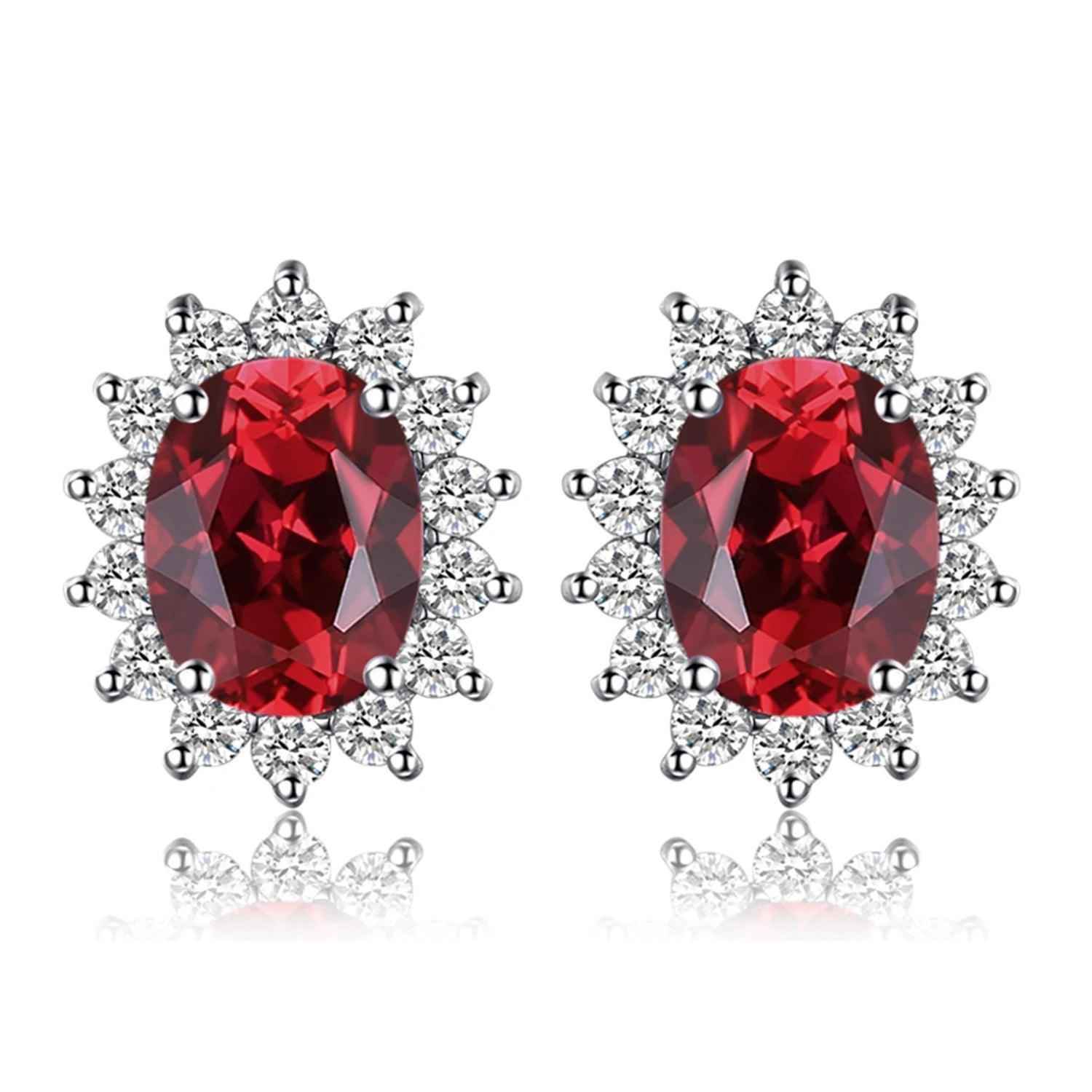 JPECJ258 Stud Earrings Charm Jewelry - Created Sapphire Ruby 925 Sterling Silver - Touchy Style