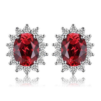 JPECJ258 Stud Earrings Charm Jewelry - Created Sapphire Ruby 925 Sterling Silver - Touchy Style