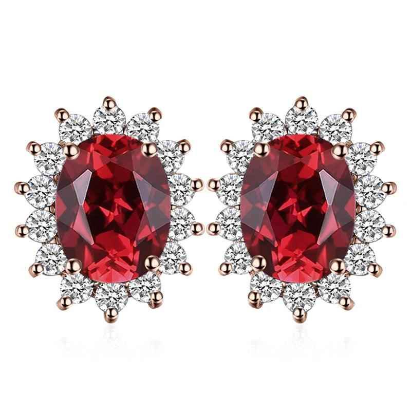 JPECJ258 Stud Earrings Charm Jewelry - Created Sapphire Ruby 925 Sterling Silver - Touchy Style
