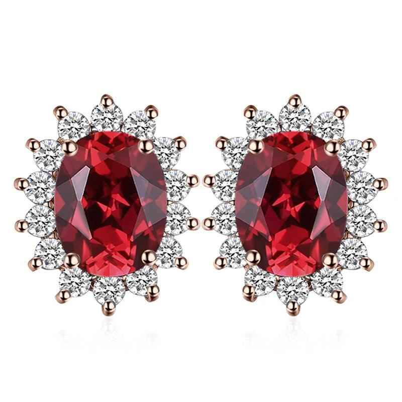 JPECJ258 Stud Earrings Charm Jewelry - Created Sapphire Ruby 925 Sterling Silver - Touchy Style