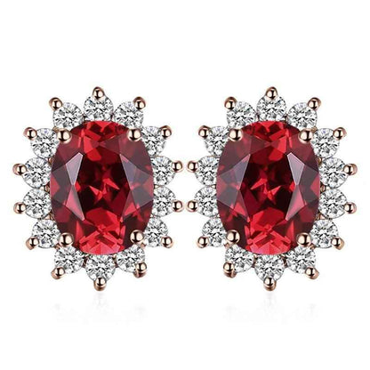 JPECJ258 Stud Earrings Charm Jewelry - Created Sapphire Ruby 925 Sterling Silver - Touchy Style