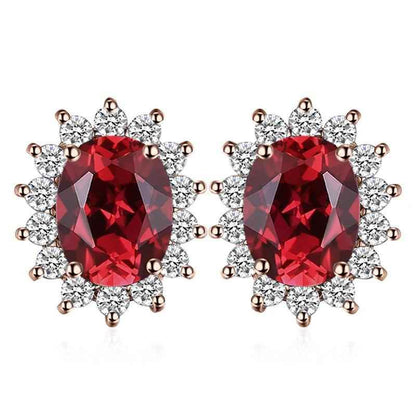 JPECJ258 Stud Earrings Charm Jewelry - Created Sapphire Ruby 925 Sterling Silver - Touchy Style