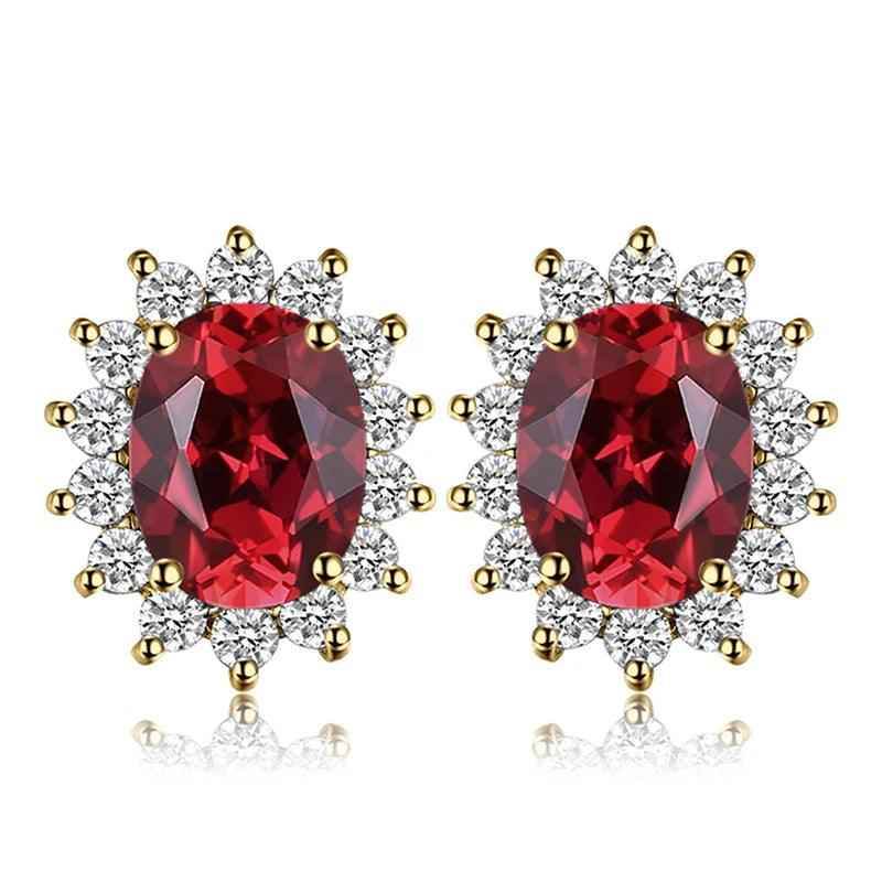 JPECJ258 Stud Earrings Charm Jewelry - Created Sapphire Ruby 925 Sterling Silver - Touchy Style