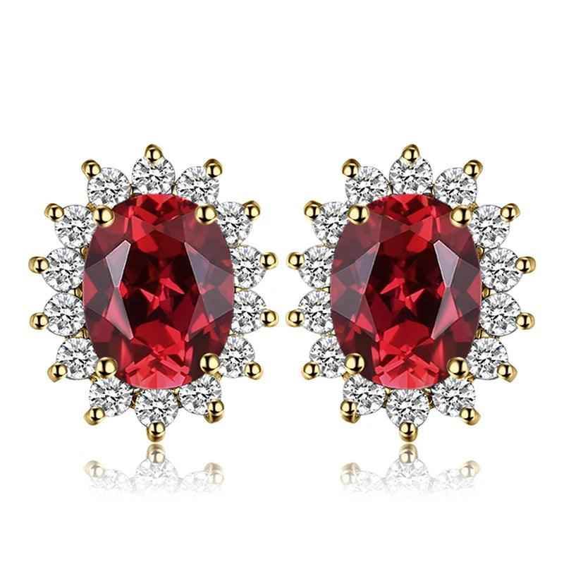 JPECJ258 Stud Earrings Charm Jewelry - Created Sapphire Ruby 925 Sterling Silver - Touchy Style