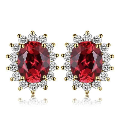 JPECJ258 Stud Earrings Charm Jewelry - Created Sapphire Ruby 925 Sterling Silver - Touchy Style