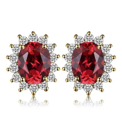 JPECJ258 Stud Earrings Charm Jewelry - Created Sapphire Ruby 925 Sterling Silver - Touchy Style