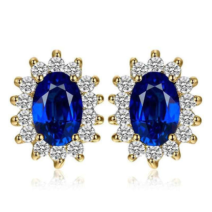 JPECJ258 Stud Earrings Charm Jewelry - Created Sapphire Ruby 925 Sterling Silver - Touchy Style