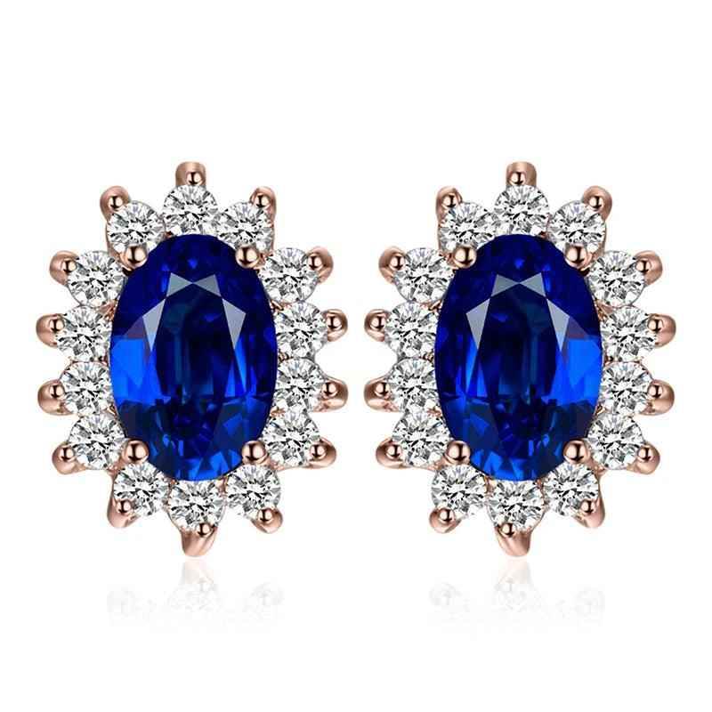 JPECJ258 Stud Earrings Charm Jewelry - Created Sapphire Ruby 925 Sterling Silver - Touchy Style