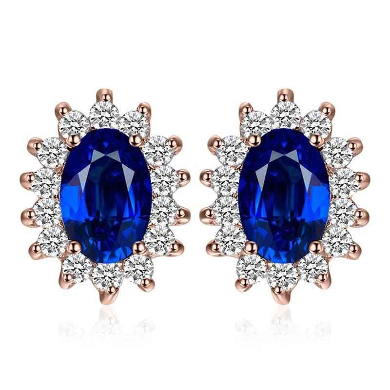 JPECJ258 Stud Earrings Charm Jewelry - Created Sapphire Ruby 925 Sterling Silver - Touchy Style