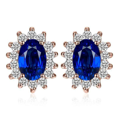 JPECJ258 Stud Earrings Charm Jewelry - Created Sapphire Ruby 925 Sterling Silver - Touchy Style