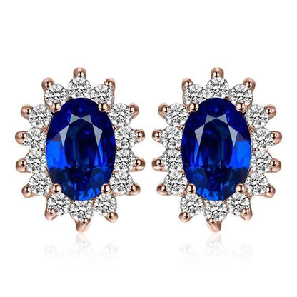 JPECJ258 Stud Earrings Charm Jewelry - Created Sapphire Ruby 925 Sterling Silver - Touchy Style