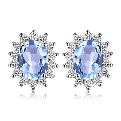 JPECJ258 Stud Earrings Charm Jewelry - Created Sapphire Ruby 925 Sterling Silver - Touchy Style