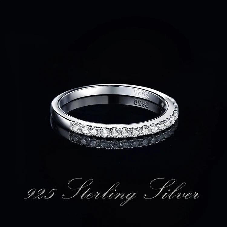JPRCJ304 Finger Ring Charm Jewelry - Moissanite Half Eternity 925 Sterling Silver - Touchy Style