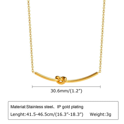 Knot Chain Simple Long Pendant Necklaces Charm Jewelry - NCJB11 - Touchy Style
