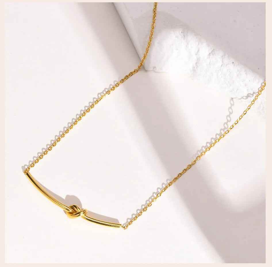Knot Chain Simple Long Pendant Necklaces Charm Jewelry - NCJB11 - Touchy Style